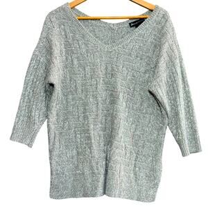 LANE BRYANT Basket Weave Gray Sweater Plus Size 14/16 Cozy Soft Chunky Knit‎